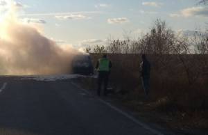 Пожар в Полтавской области: фура раздавила автомобиль патрульной полиции  