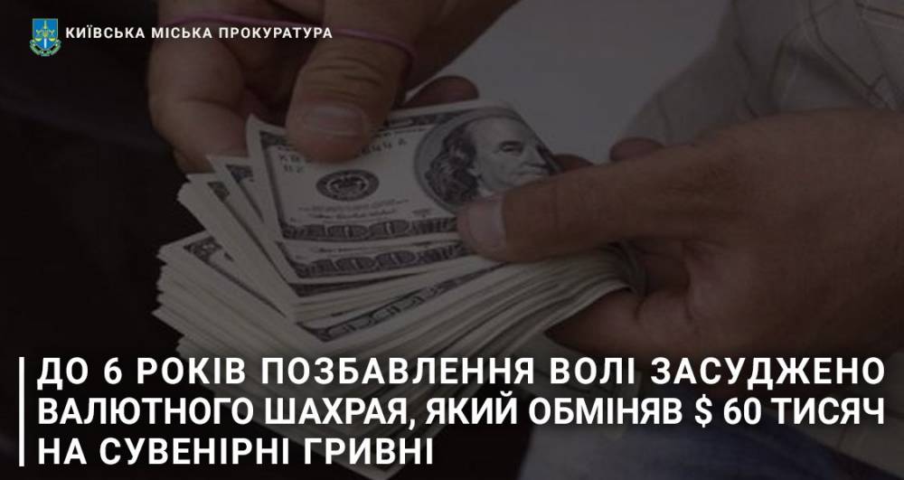 В Киеве валютный мошенник получил 6 лет тюрьмы  